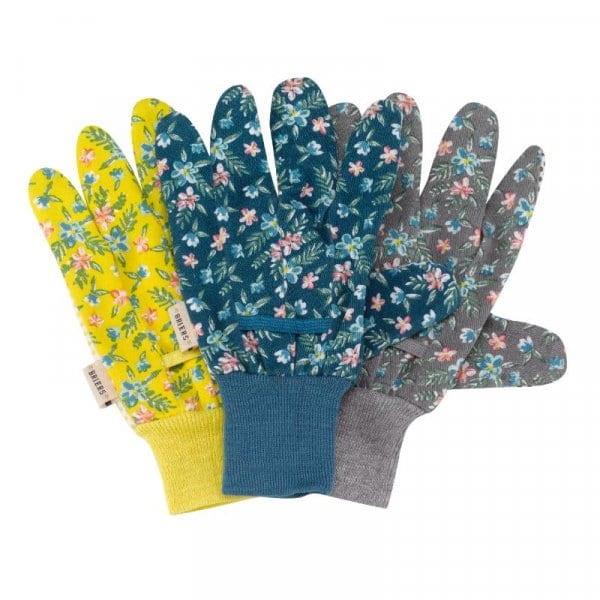 Brier Gardening Gloves Fleurette Floral Cotton Comfort Grip Ladies
