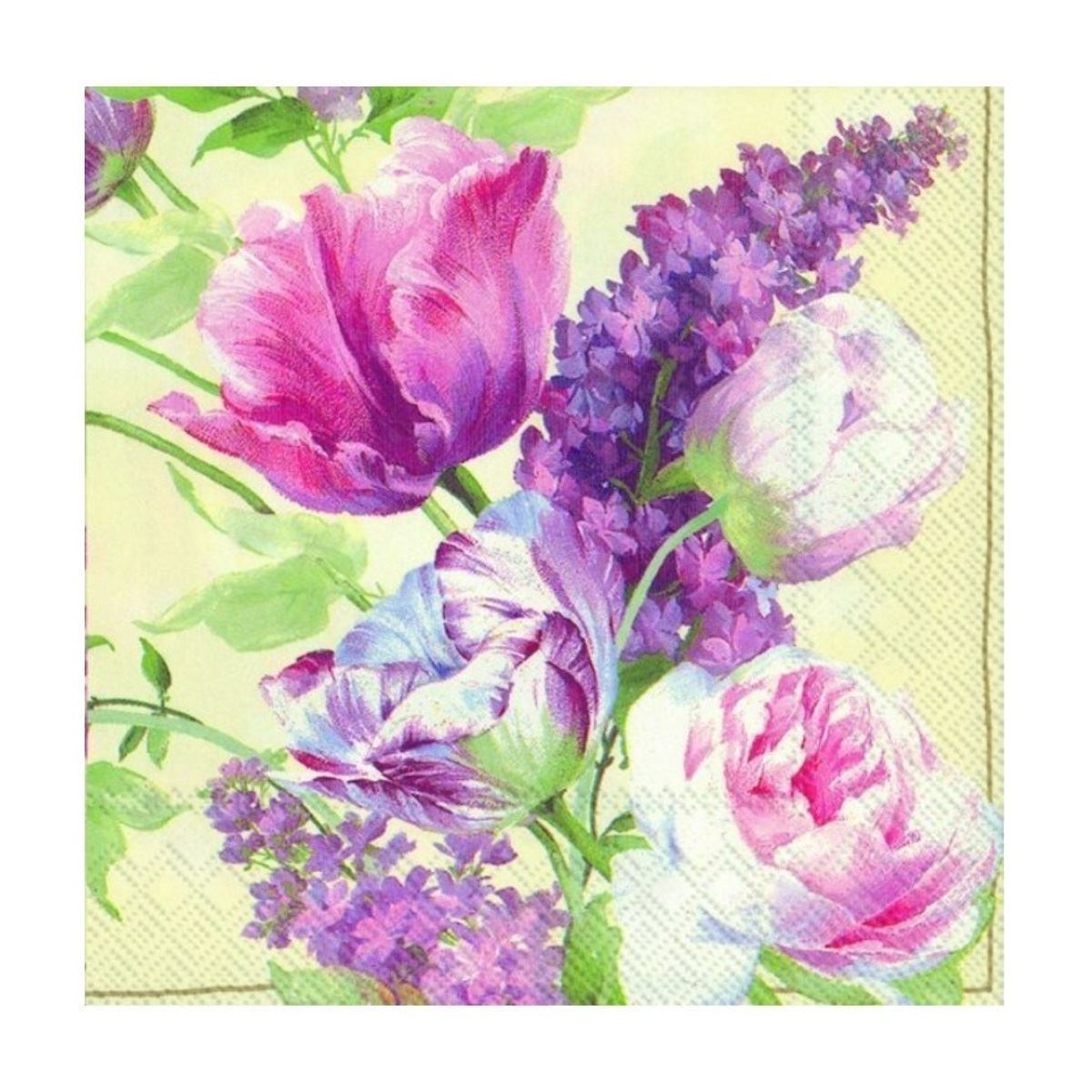 Elizabethan Garden Cream Floral Paper Napkins Lunch Cocktail Tissue Serviettes