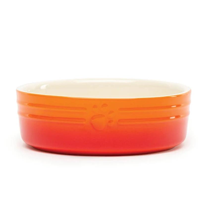 Hund Katze Futternapf Haustier alle Rassen Größen Wasser Untertasse Keramik elegant ombre orange - Bild 7 von 14