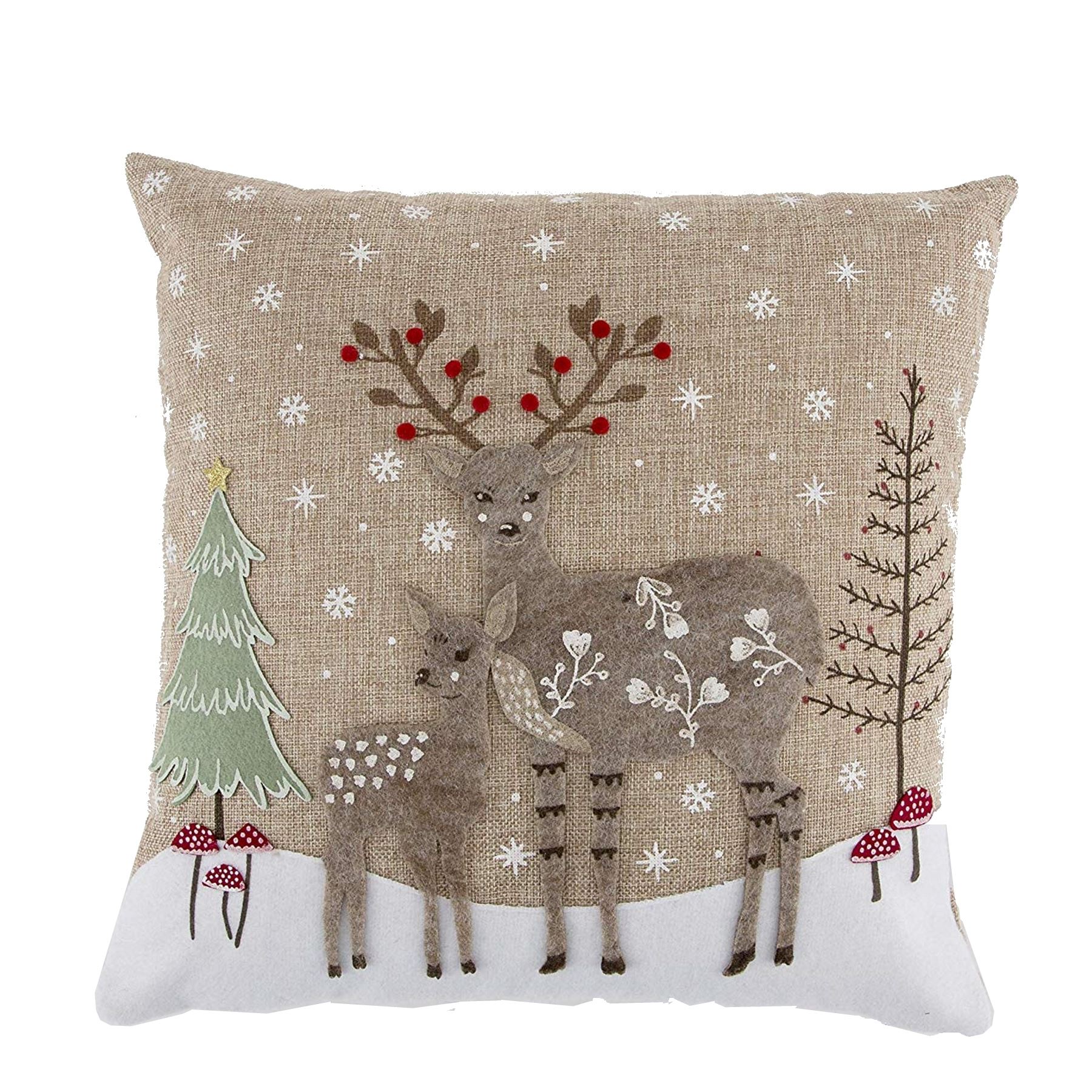 Weihnachten Winter Wald Hirsch Kissen Xmas 40cm Sofa Kissen Festive