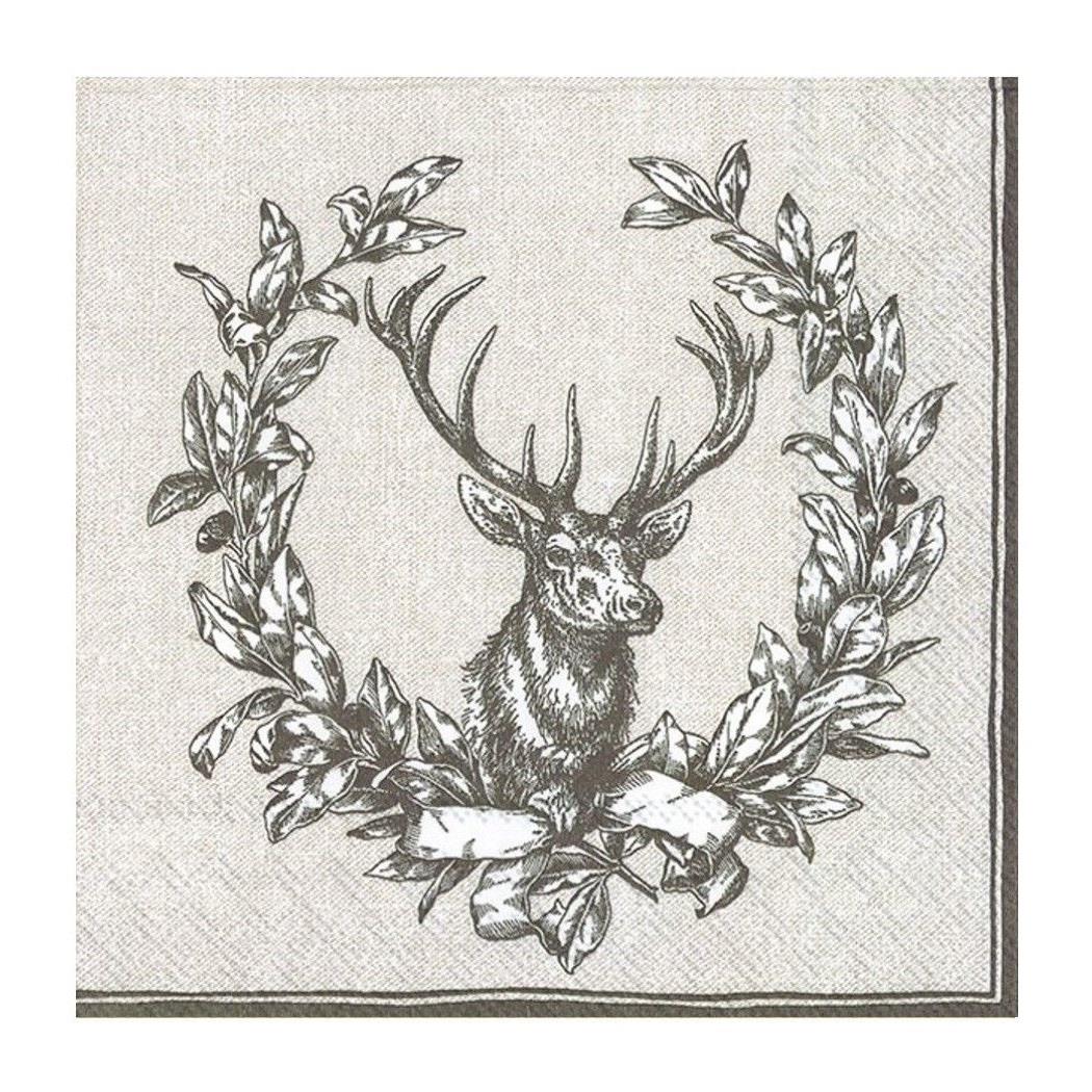 Country Deer Wreath Paper Napkins Christmas Lunch Party Disposable Serviettes