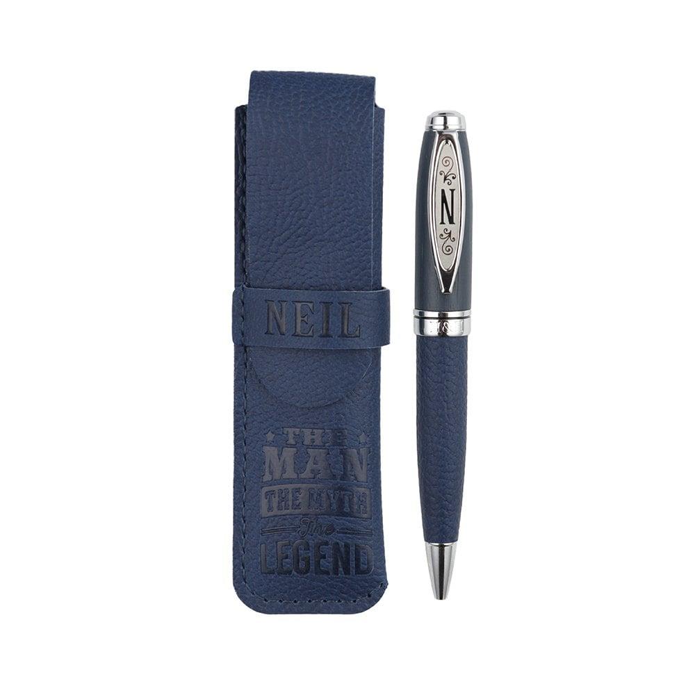 Ballpoint Pen Pre Personalised Mens Names Bamboo Blue Ink Navy Novelty Gift