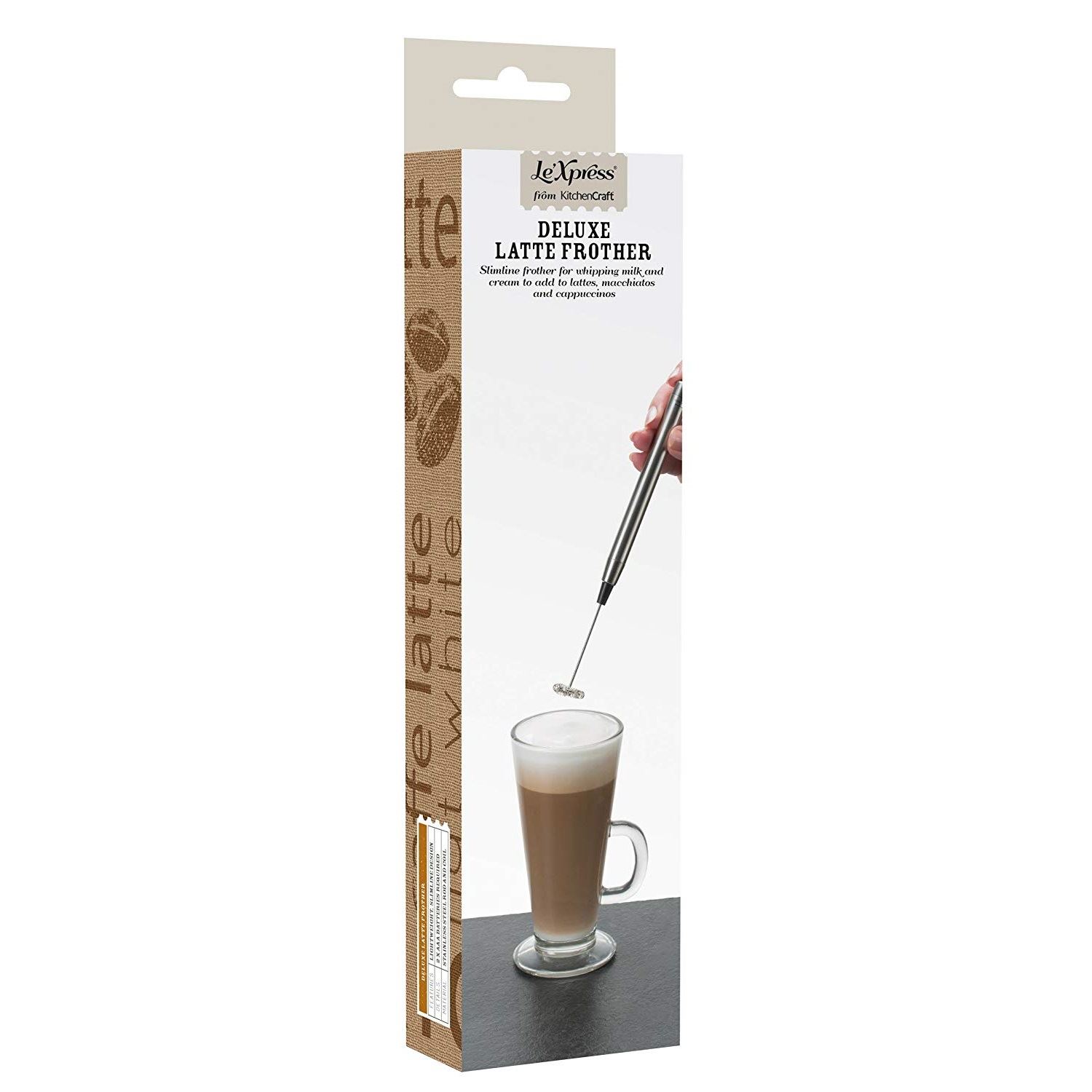 Deluxe Latte Frother Handheld Stainless Steel Electric Drinks Milk
