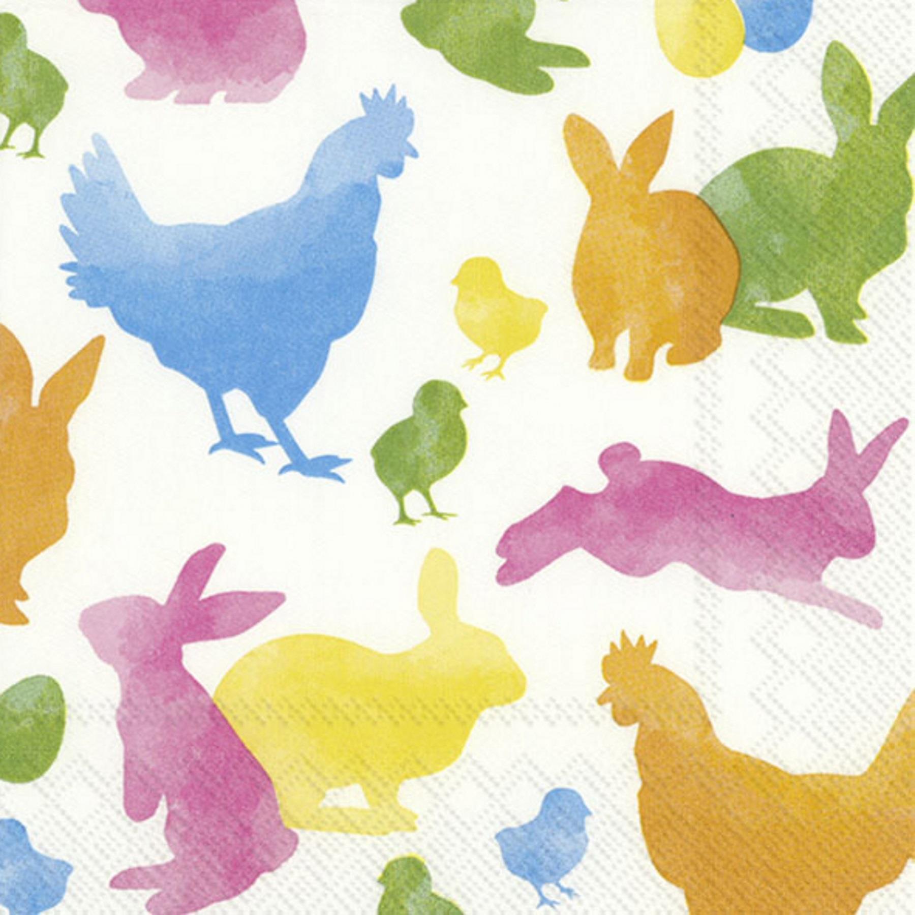 IHR Colourful Rabbits Paper Napkins Lunch Cocktail Bright Party 3-ply Serviettes