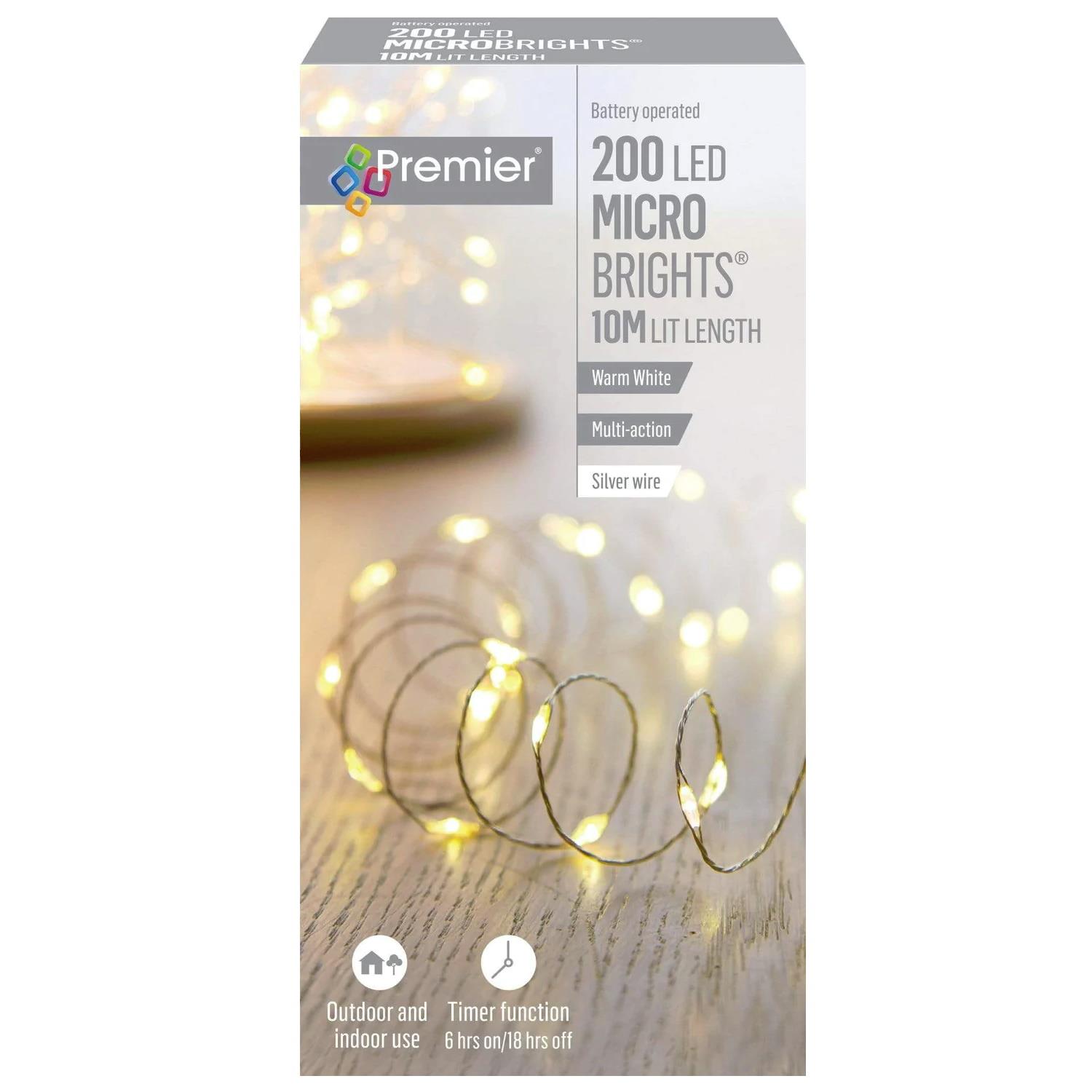 200 luces LED plateadas Premier Decorations a batería interior/exterior - Imagen 5 de 5