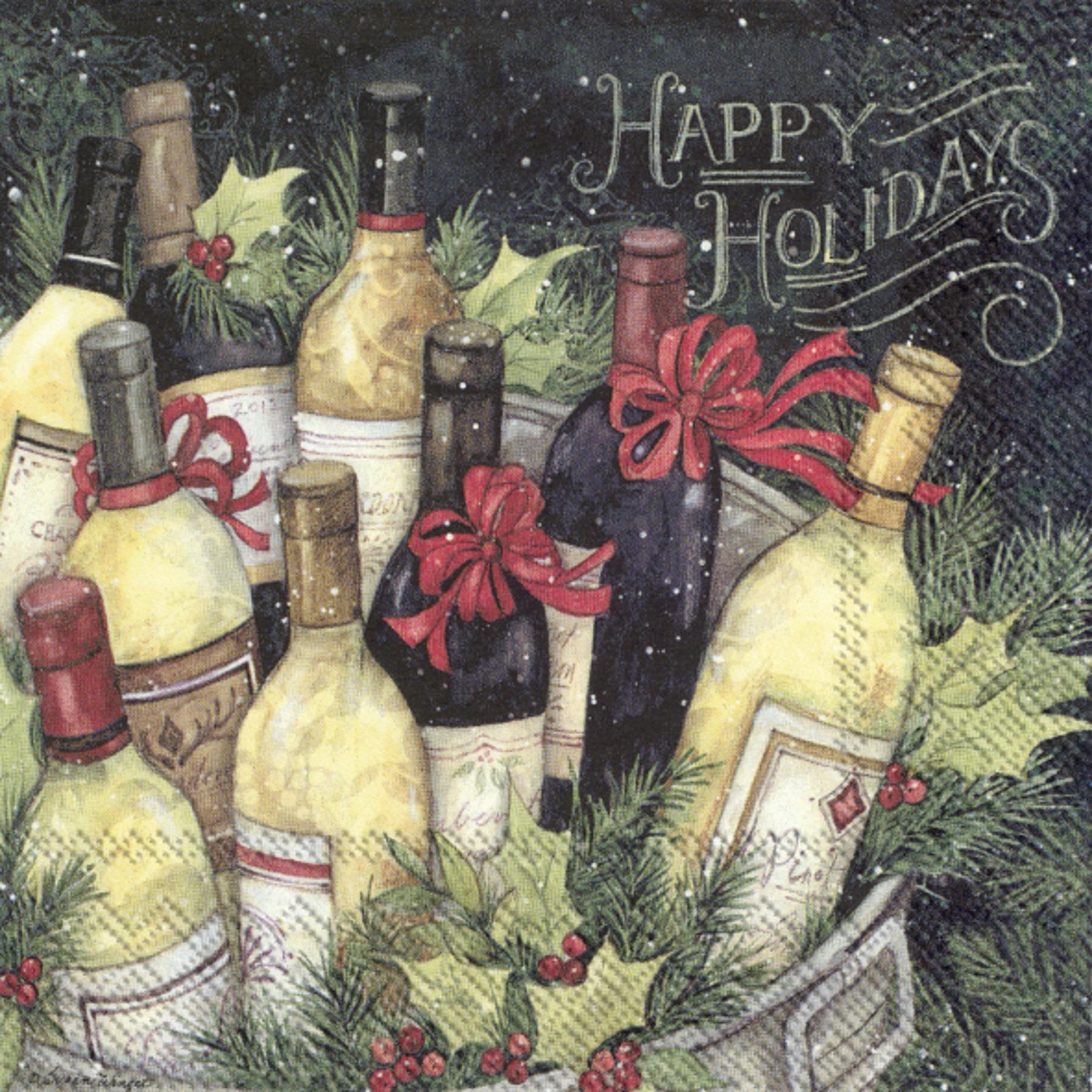 Christmas Wine Bucket Festive Paper Napkins Luncheon Cocktail 3-ply Serviettes