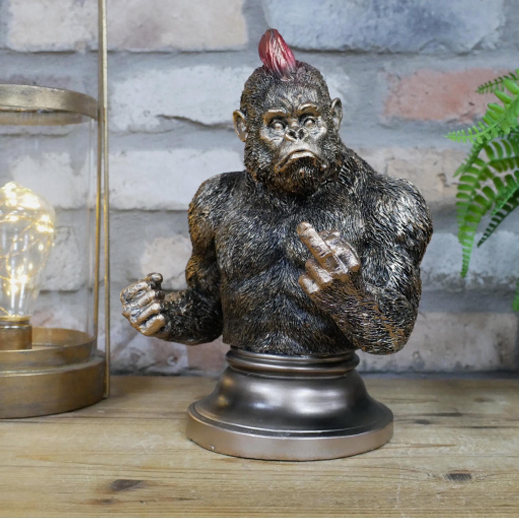 statue  飾り物 Gorilla Ornament Bust Animal Monkey Funny Swearing Figurine Statue