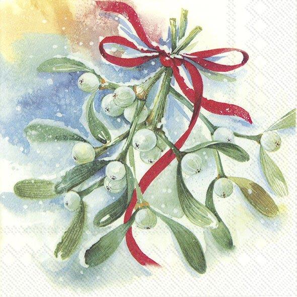 Luxury Winter Mistletoe Christmas Themed Paper Napkins Festive Party Serviette