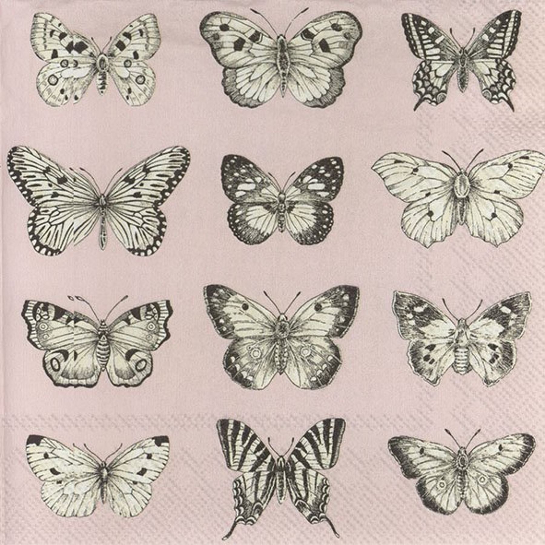 Butterflies Light Pink Paper Tissue Napkins BBQ Lunch Cocktail Party Serviettes