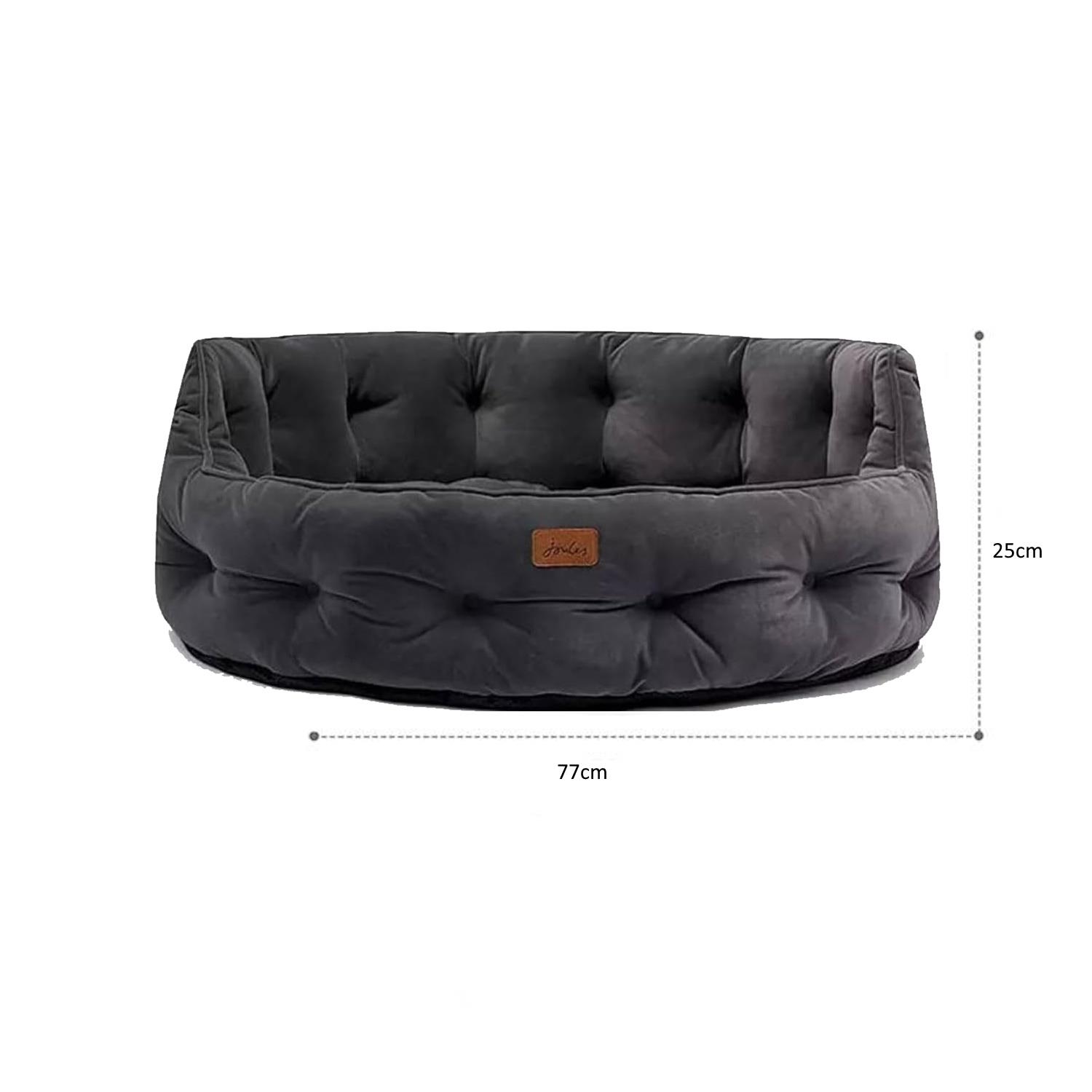 Dog Bed Joules Chesterfield Grey Soft Velvet Luxury Padded Sides 2 Sizes - Picture 12 of 13