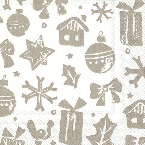 Christmas Themed Santa Snowflake Stamp Paper Napkins Festive Party Serviettes