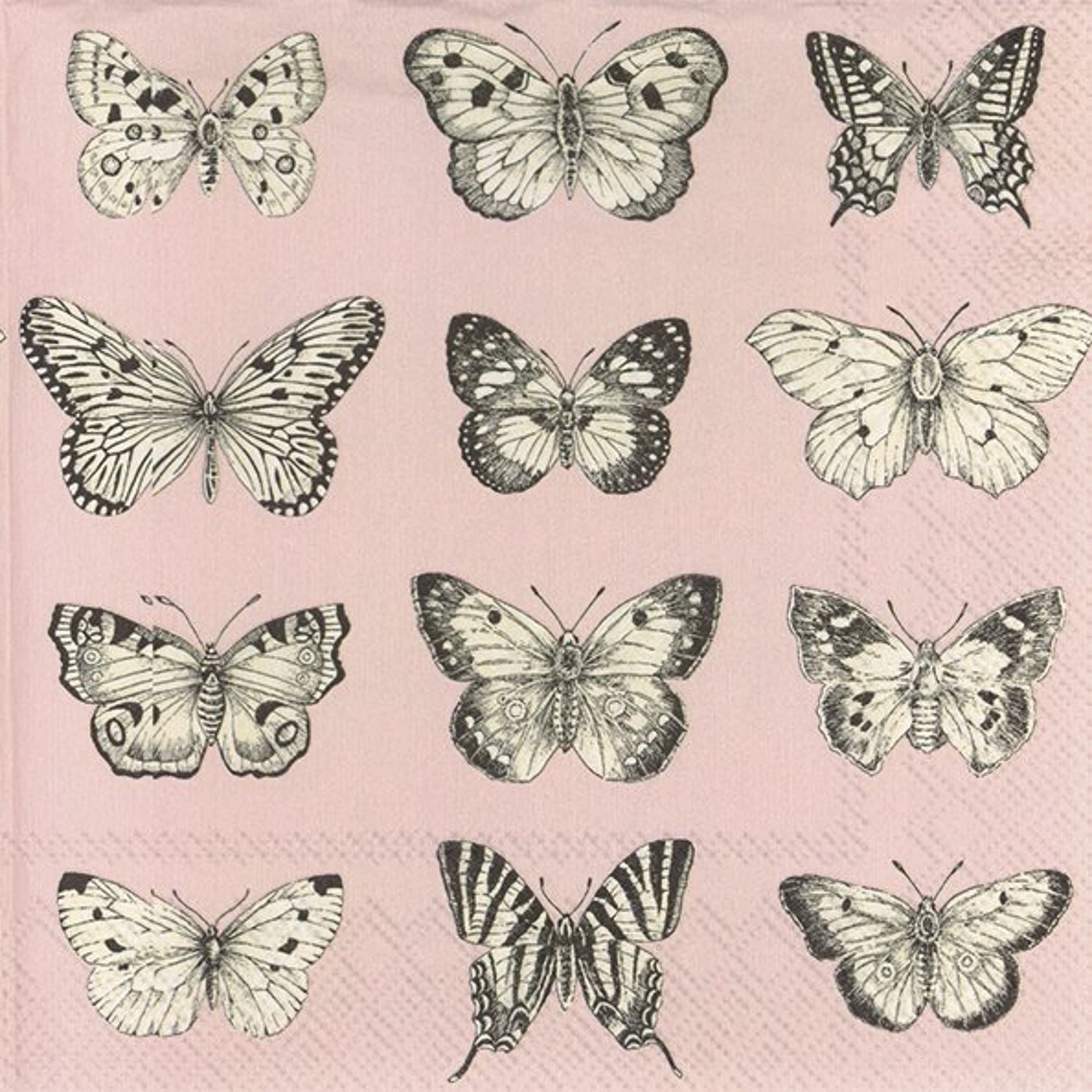 Butterflies Light Pink Paper Tissue Napkins BBQ Lunch Cocktail Party Serviettes