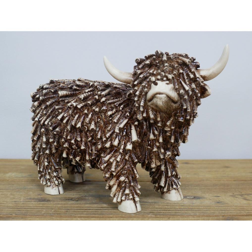 Standing Highland Cow Ornament Rustic Brown Twig Country Farmhouse Décor Statue - Picture 7 of 14