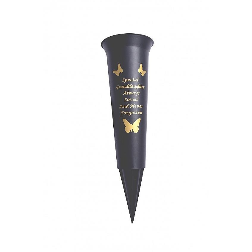 Grave Vases Flower Holder Cemetery Memorial Graveside Black with Spike - Picture 9 of 23