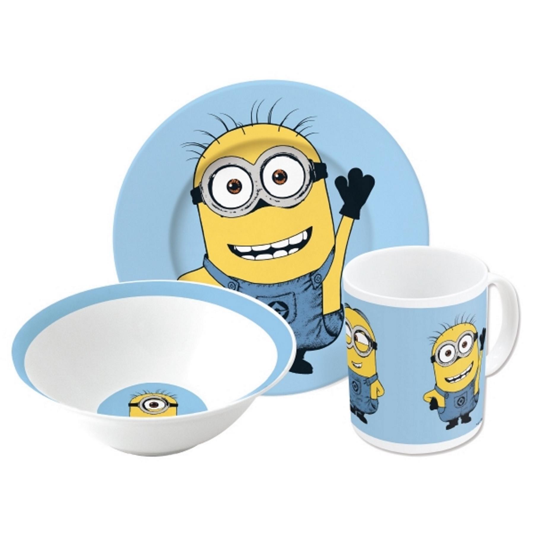 Despicable Me Minion 3 Piece Kids Ceramic Dinner Lunch Bowl Plate & Mug