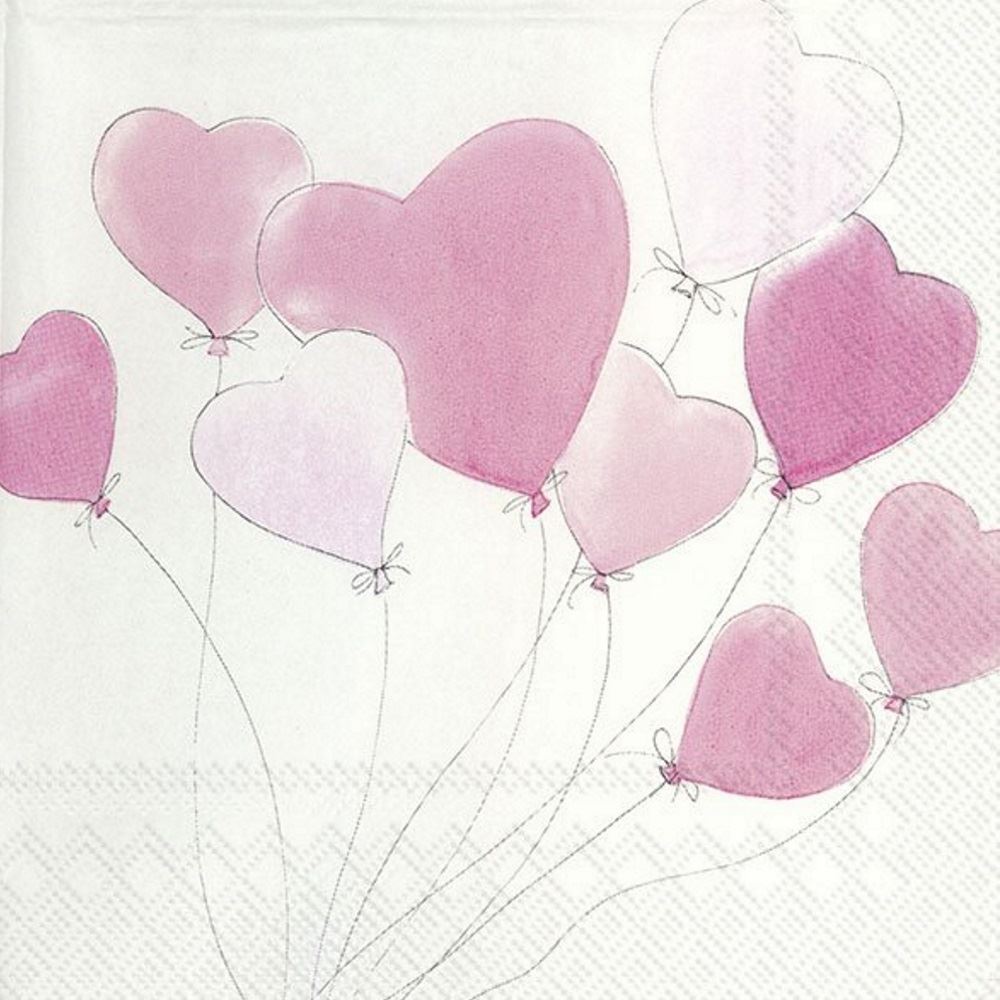 Love Is In The Air Heart Balloons Paper Napkins Lunch Valentines Day Serviettes