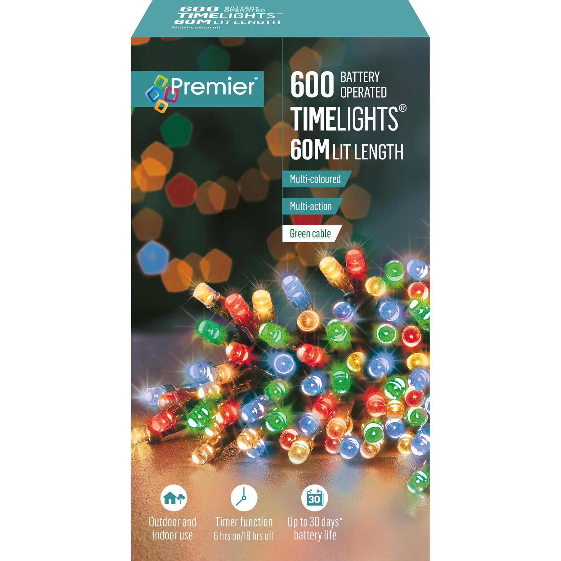 Cadena de luces de hadas de Navidad batería temporizador interior/exterior función 600 LED - Imagen 3 de 4