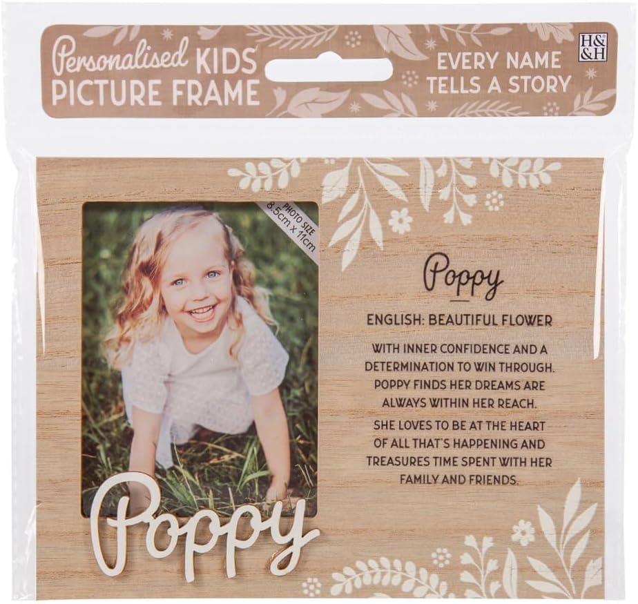 Wooden Picture Frame Personalised Kids Unique Gift Rustic Poems Girls Names A-Z - Picture 84 of 97