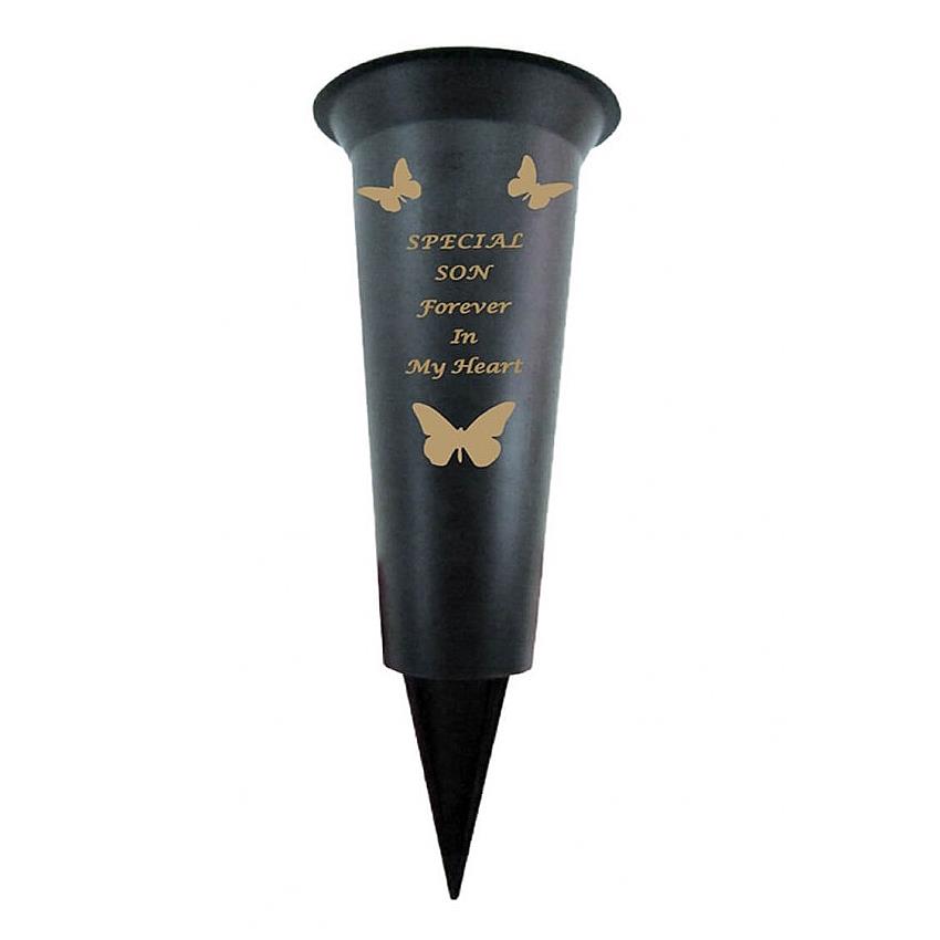 Grave Vases Flower Holder Cemetery Memorial Graveside Black with Spike - Picture 21 of 23