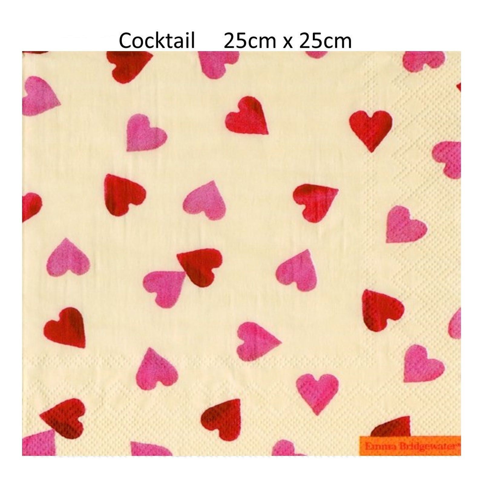 Emma Bridgewater Hearts Paper Napkins Cocktail Lunch Valentines Party Serviettes
