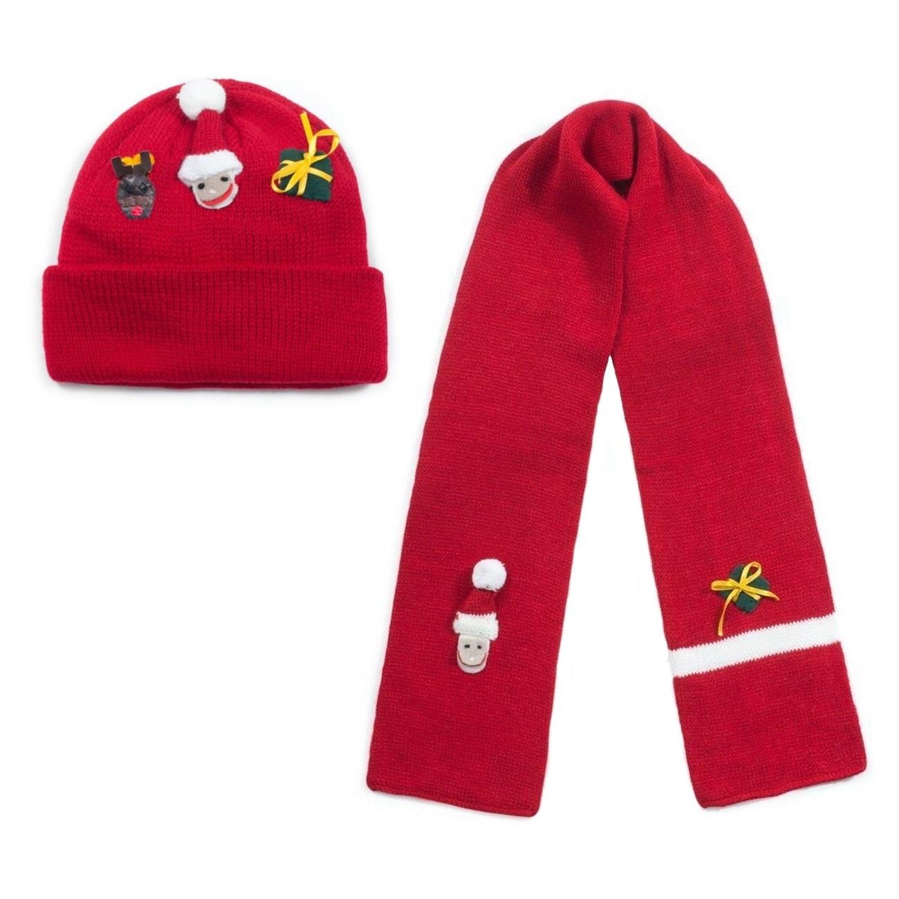 Ropa de punto de Navidad para niños unisex tejida invierno sombrero bufanda 3-6 años - Imagen 3 de 3