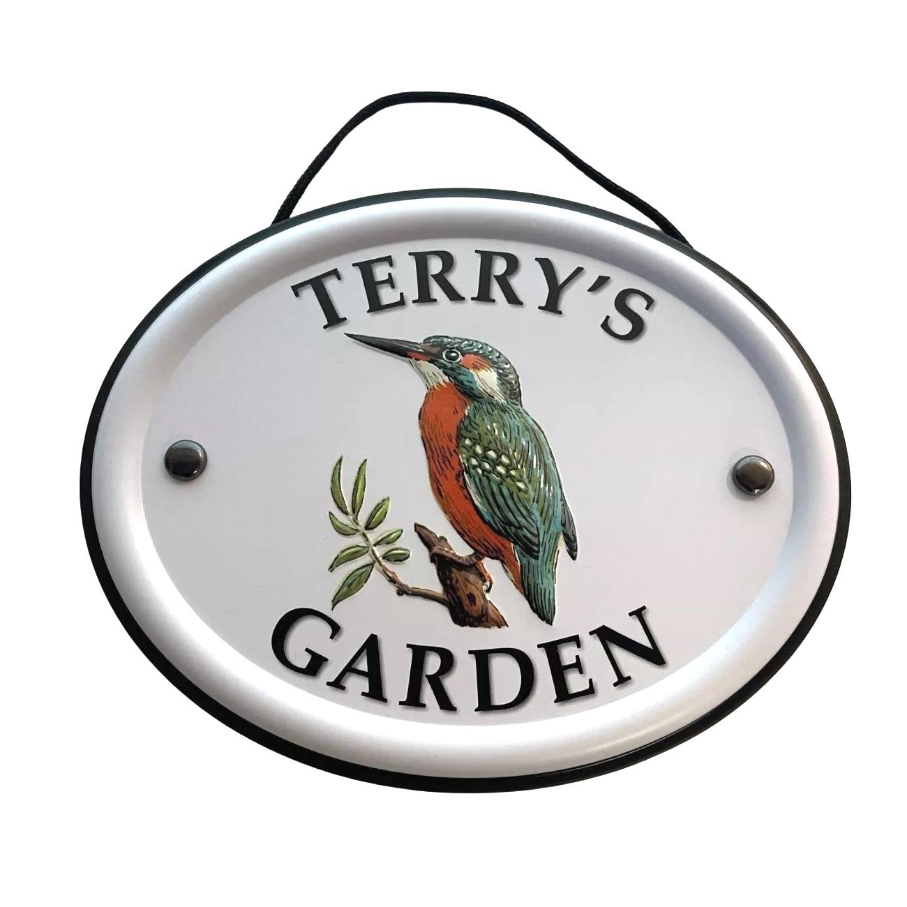 Garden Sign Personalised Gift Bird Embossed Metal Hanging Decor Shed Men R-Z