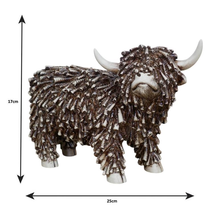 Standing Highland Cow Ornament Rustic Brown Twig Country Farmhouse Décor Statue - Picture 2 of 14