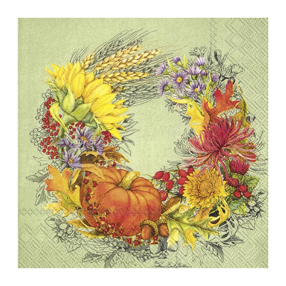 Beautiful Harvest Paper Napkins Autumn Wreath Lunch Party Disposable Serviettes