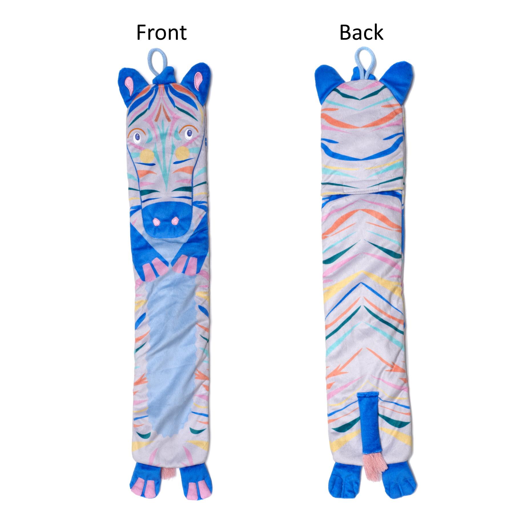 Kids Animal Long Hot Water Bottle With Removable Zebra Cover 64cm