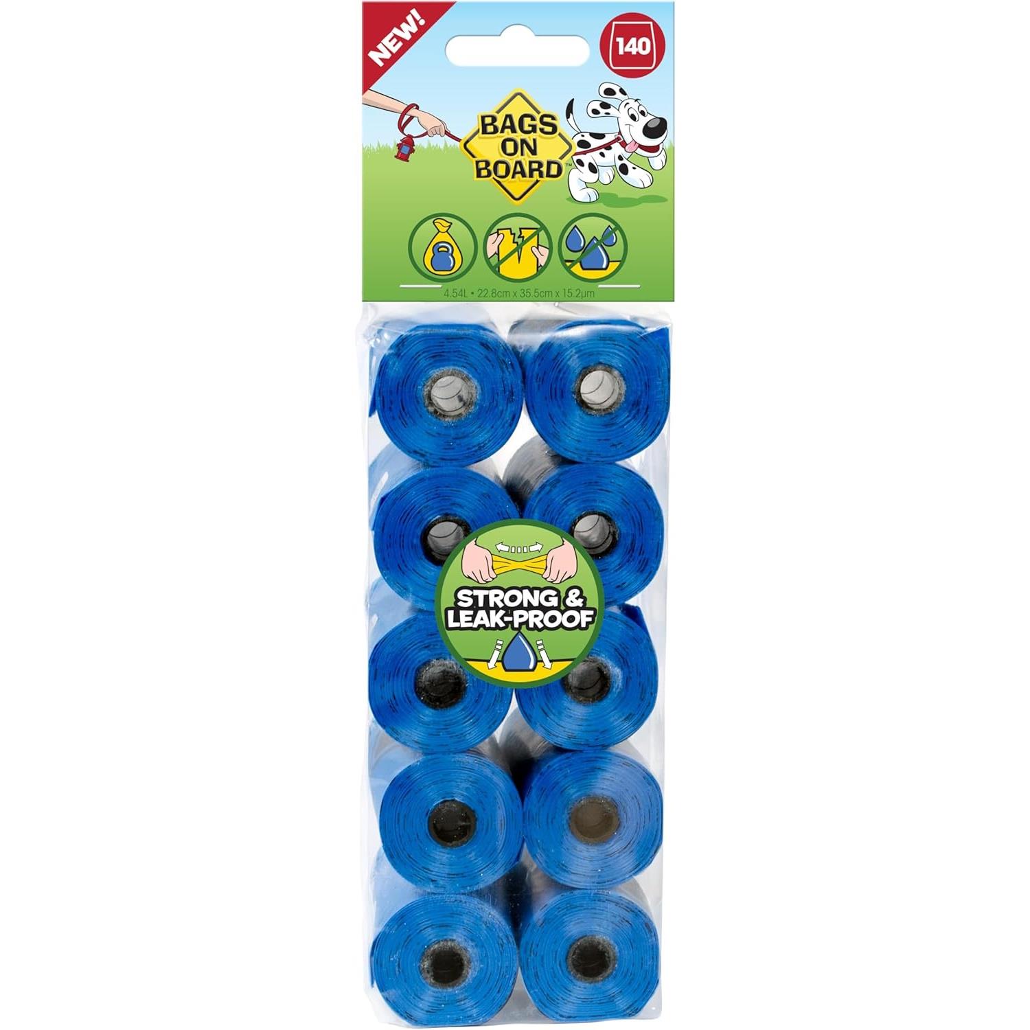 140 Dog Poop Bags Refill Rolls Pack Thick Black Blue Design Pet Waste Unscented