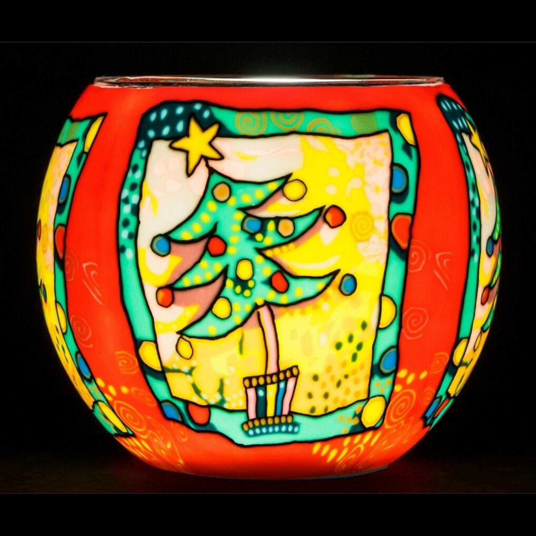 Milford Glas Teelicht Kerzenhalter Weihnachten Weihnachtsmann Nachtlichter Ornament - Bild 7 von 17