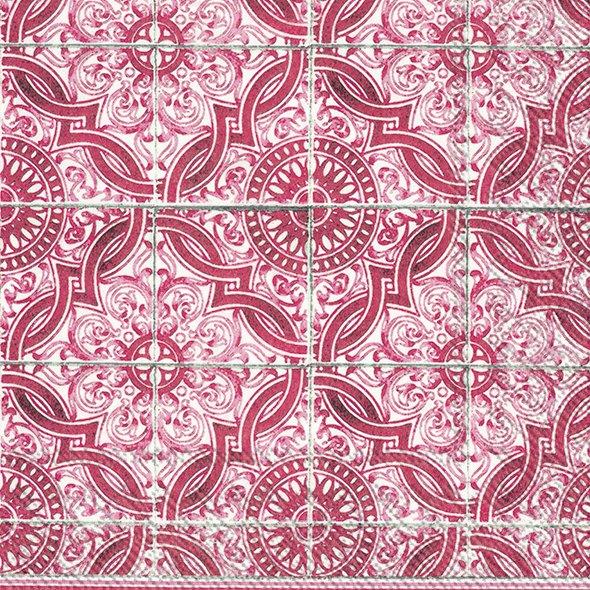 Premium Paper Napkins Lorenzo Red Tile Lunch Cocktail 3-Ply Party BBQ Serviette