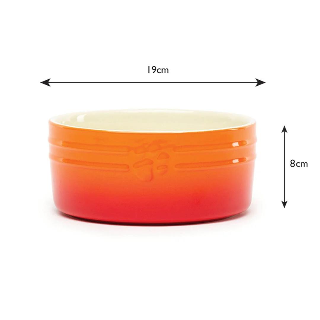 Hund Katze Futternapf Haustier alle Rassen Größen Wasser Untertasse Keramik elegant ombre orange - Bild 10 von 14
