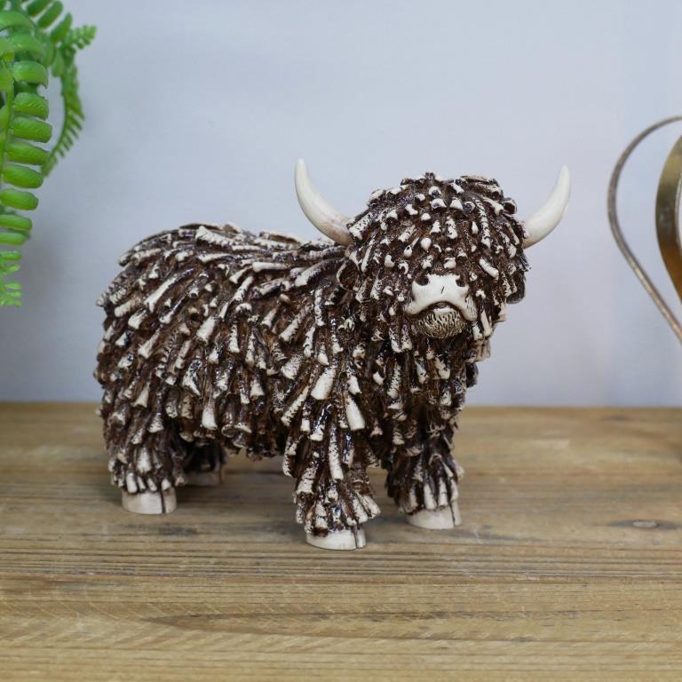 Standing Highland Cow Ornament Rustic Brown Twig Country Farmhouse Décor Statue - Picture 10 of 14