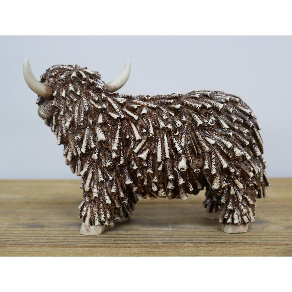 Standing Highland Cow Ornament Rustic Brown Twig Country Farmhouse Décor Statue - Picture 11 of 14