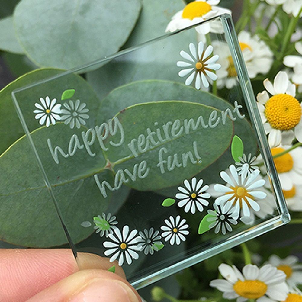 Spaceform Miniature Glass Token Daisies Lots Of Love Christening Keepsake Gift