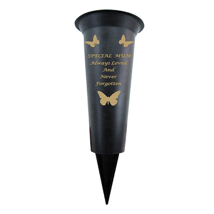 Grave Vases Flower Holder Cemetery Memorial Graveside Black with Spike - Picture 16 of 23