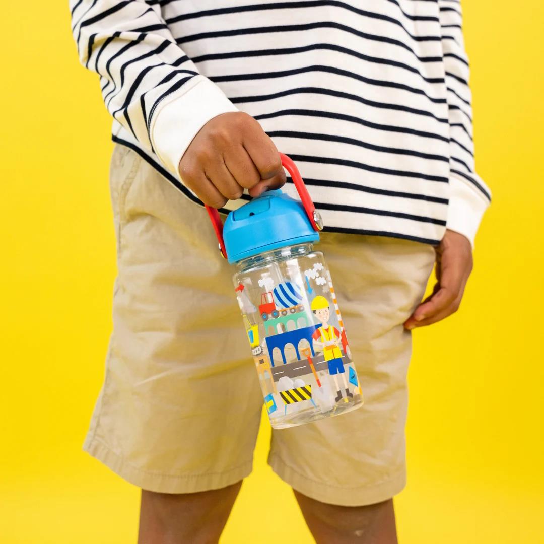 Kinder Trinkflasche Strohhalm 450ml Tritan Jungen wiederverwendbar Mädchen Griff Zahnseide & Rock - Bild 8 von 32