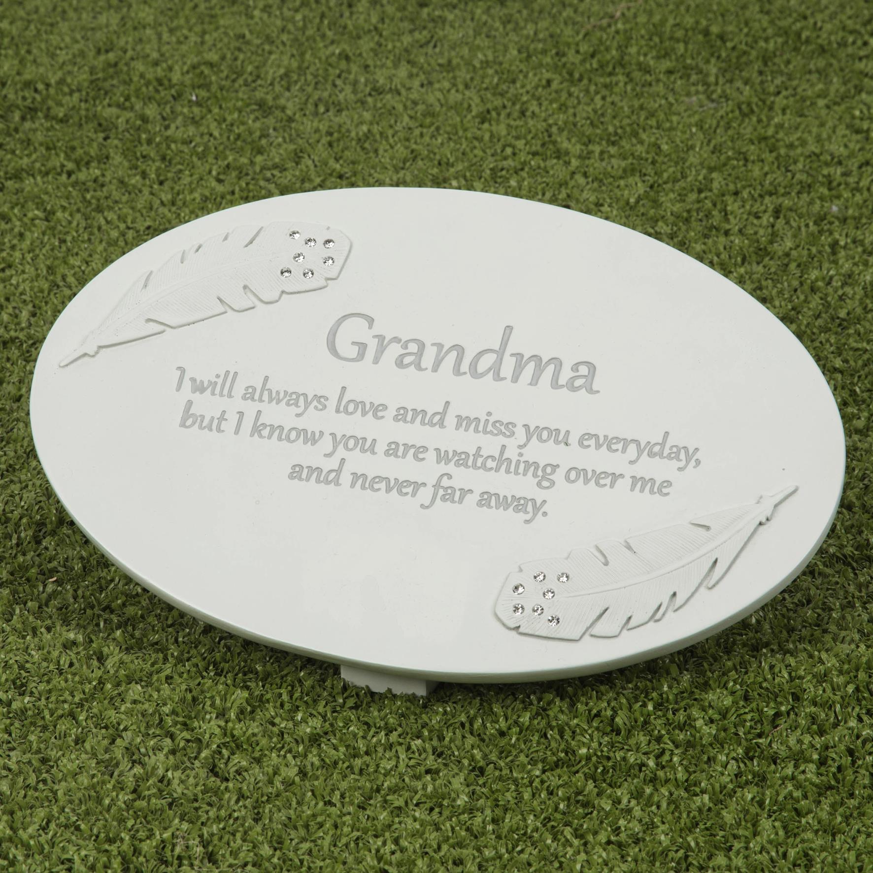 Thoughts Of You Grandma Memorial Plaque Sentiment Resin Grey Grave