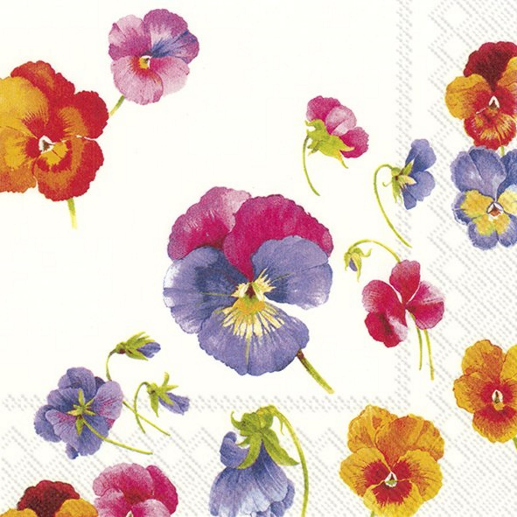 Paulina White & Floral Paper Tissue Napkins Flowers Lunch Cocktail Serviettes