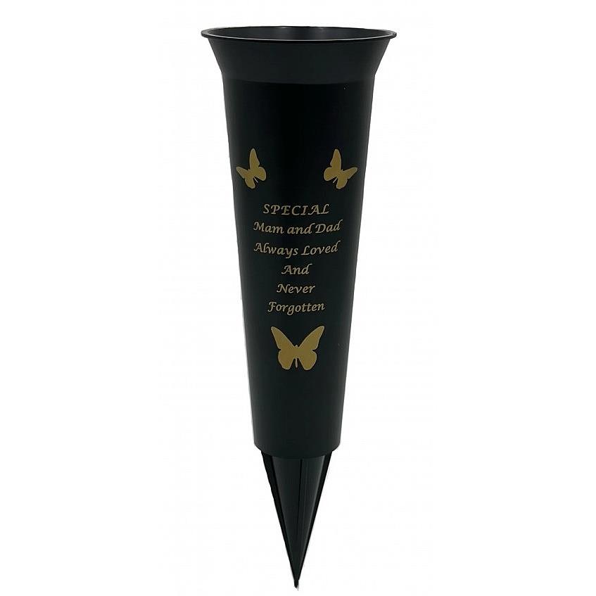 Grave Vases Flower Holder Cemetery Memorial Graveside Black with Spike - Picture 15 of 23