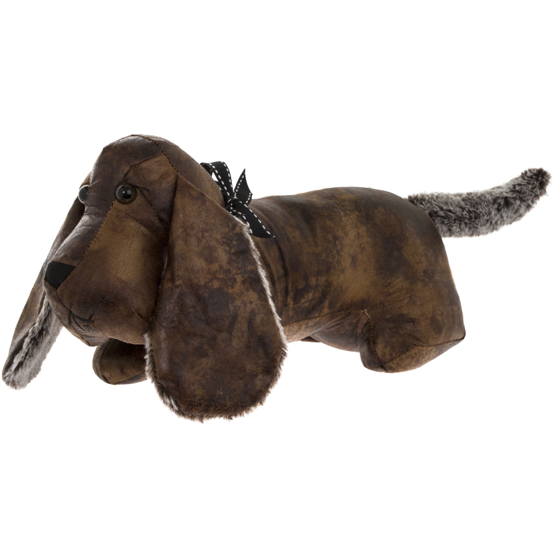 Sausage Dog Door Stop Brown Faux leather Basset Hound