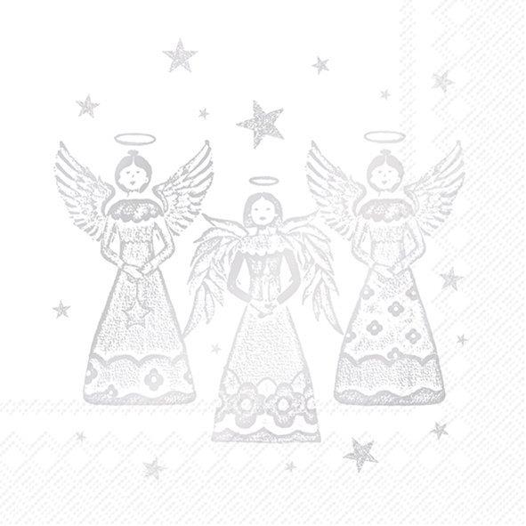 Christmas Napkins 3-Ply Serviette Angels Festive Tableware Silver Xmas 20 Pack