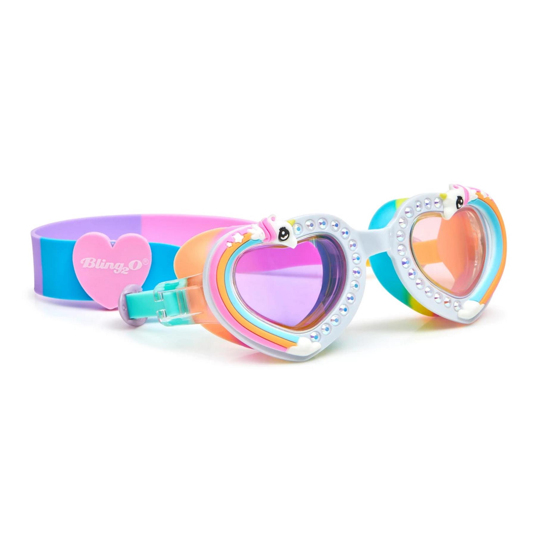 Bling2O Girls Swimming Goggles Magical Ride Heart Unicorn Kids UV Swim 6y+