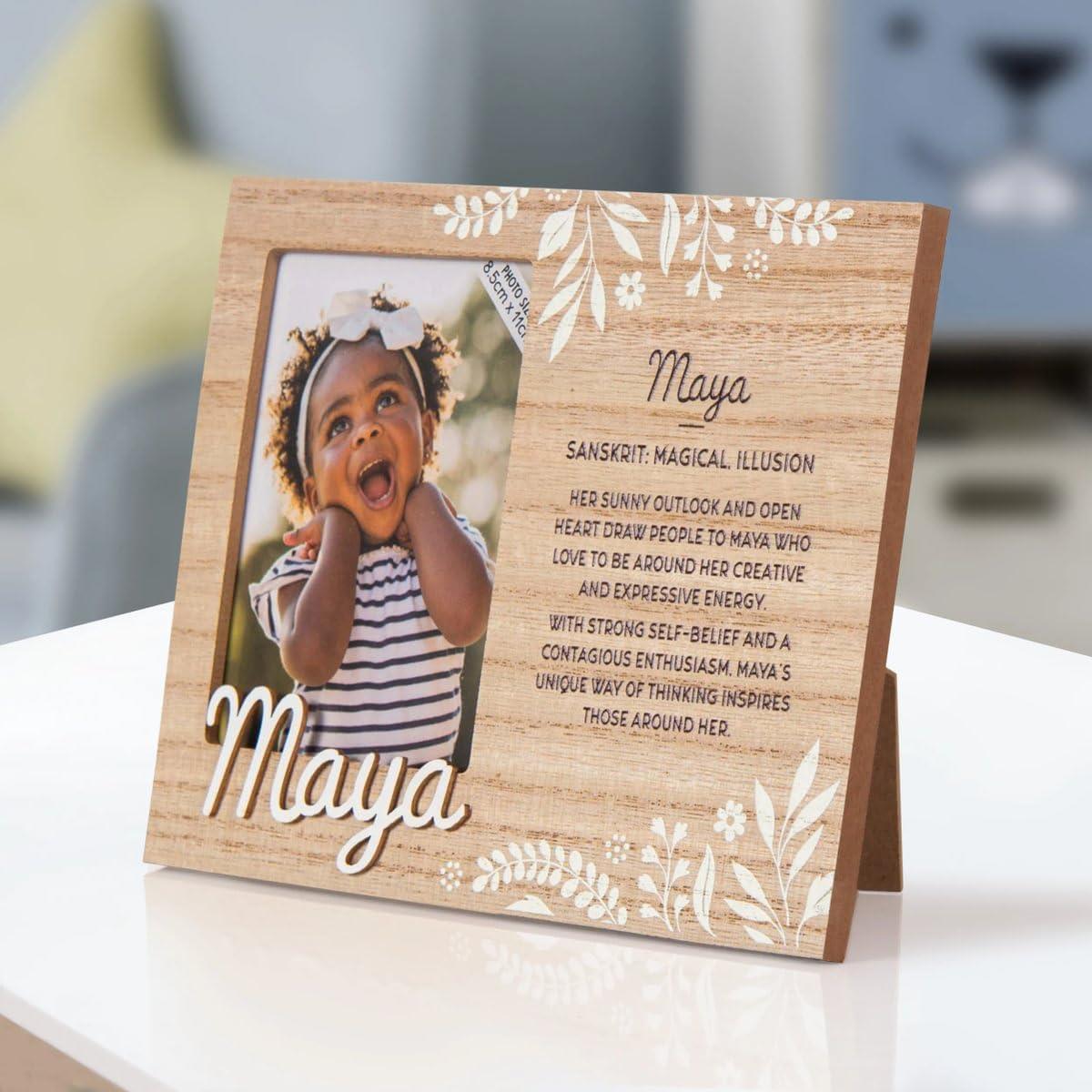 Wooden Picture Frame Personalised Kids Unique Gift Rustic Poems Girls Names A-Z - Picture 72 of 97
