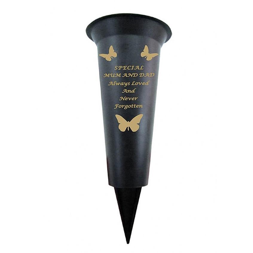 Grave Vases Flower Holder Cemetery Memorial Graveside Black with Spike - Picture 17 of 23