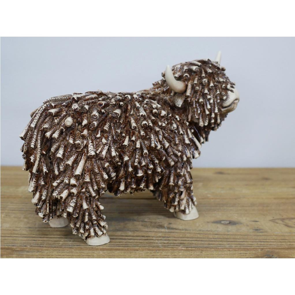 Standing Highland Cow Ornament Rustic Brown Twig Country Farmhouse Décor Statue - Picture 5 of 14