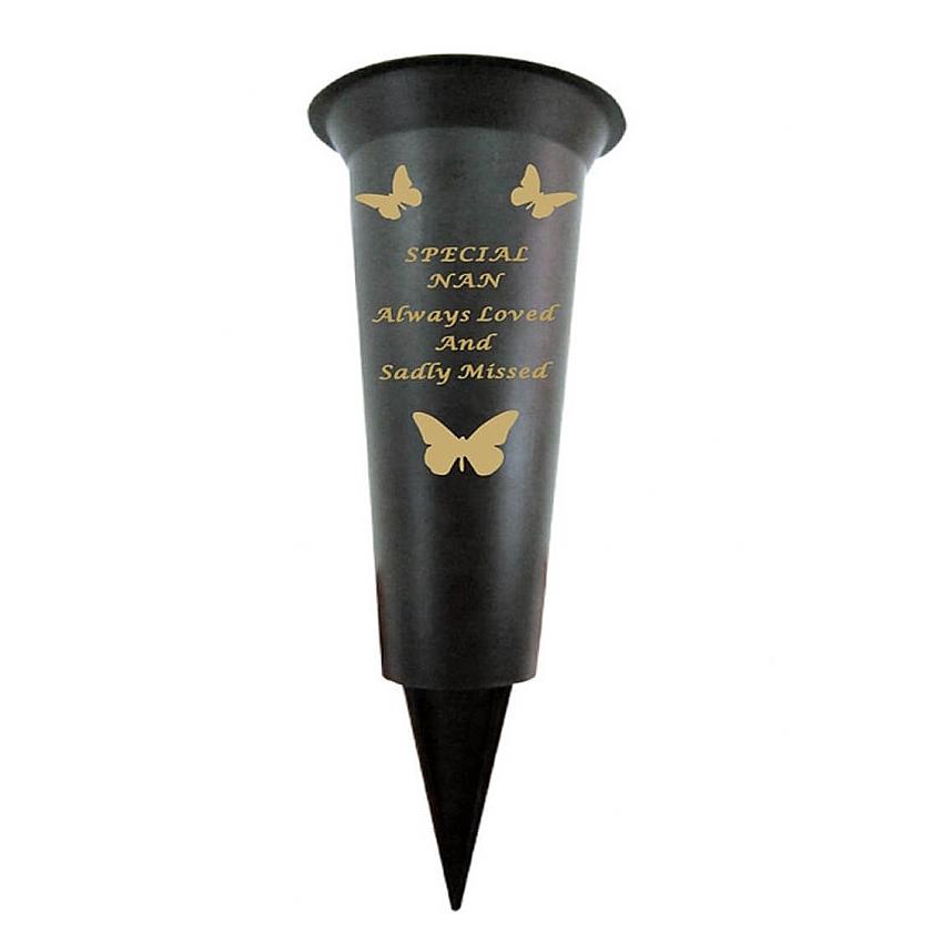 Grave Vases Flower Holder Cemetery Memorial Graveside Black with Spike - Picture 18 of 23