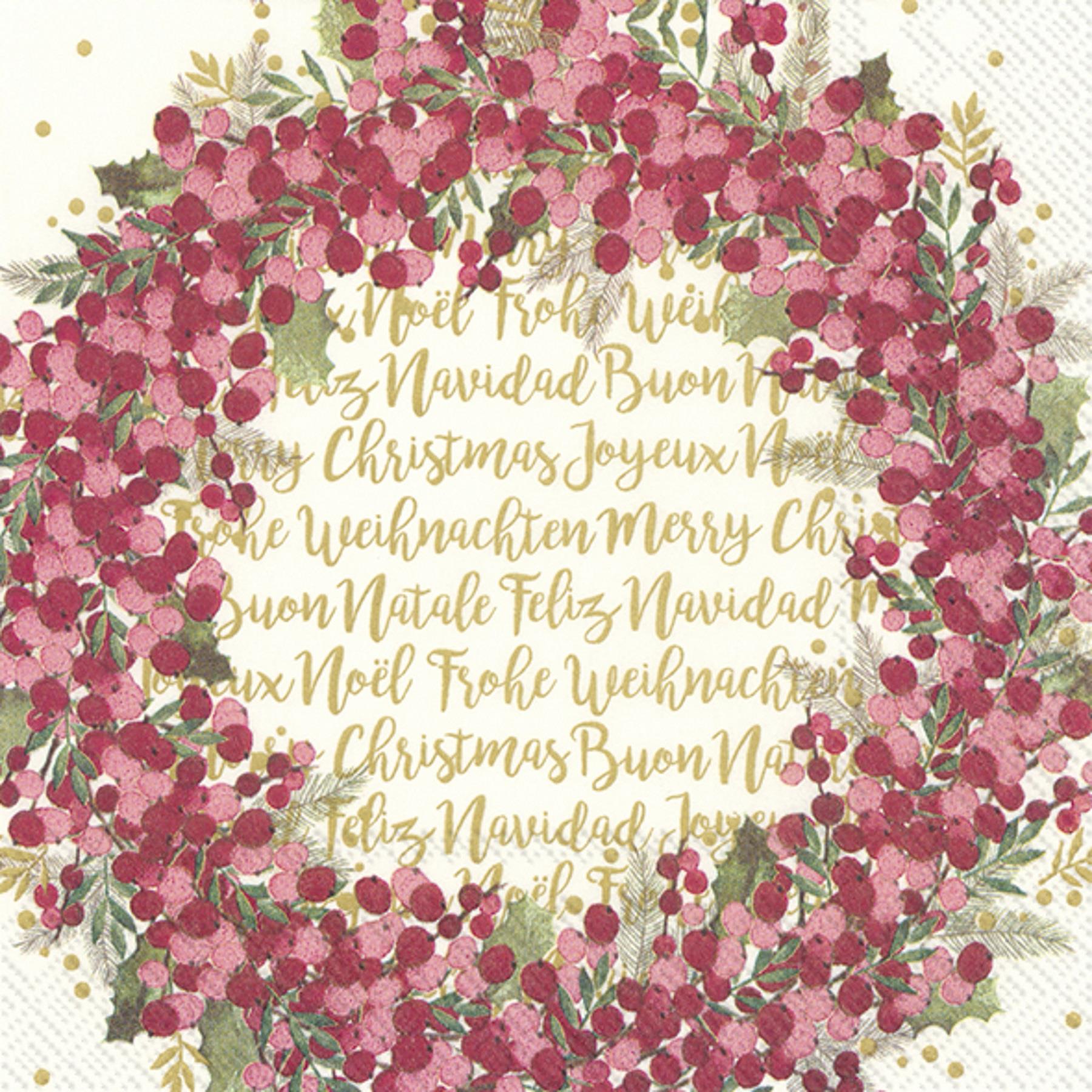 IHR Cynthia Wreath Cream Paper Napkins Festive Lunch Cocktail 3-ply Serviettes