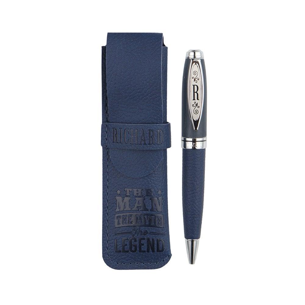 Ballpoint Pen Pre Personalised Mens Names Bamboo Blue Ink Navy Novelty Gift